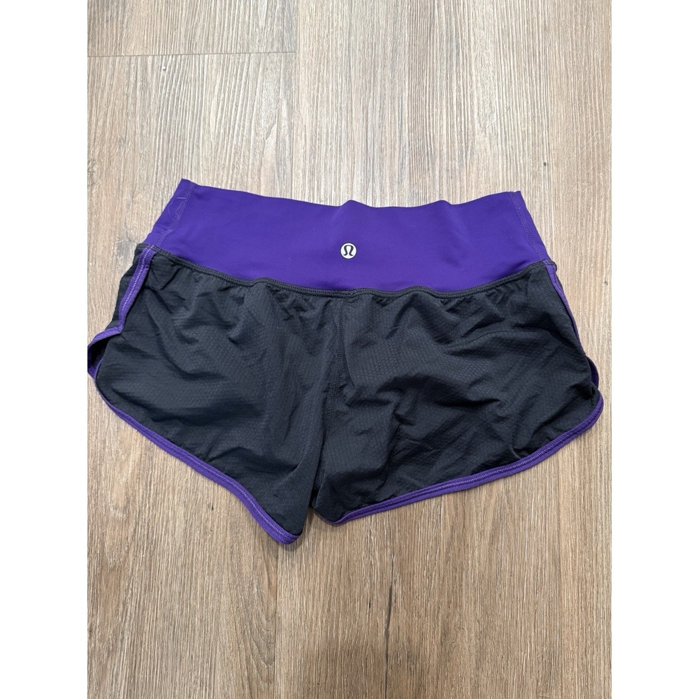 Lululemon Low Rise Power Within Shorts Breezy‎ Lined Black Purple 4